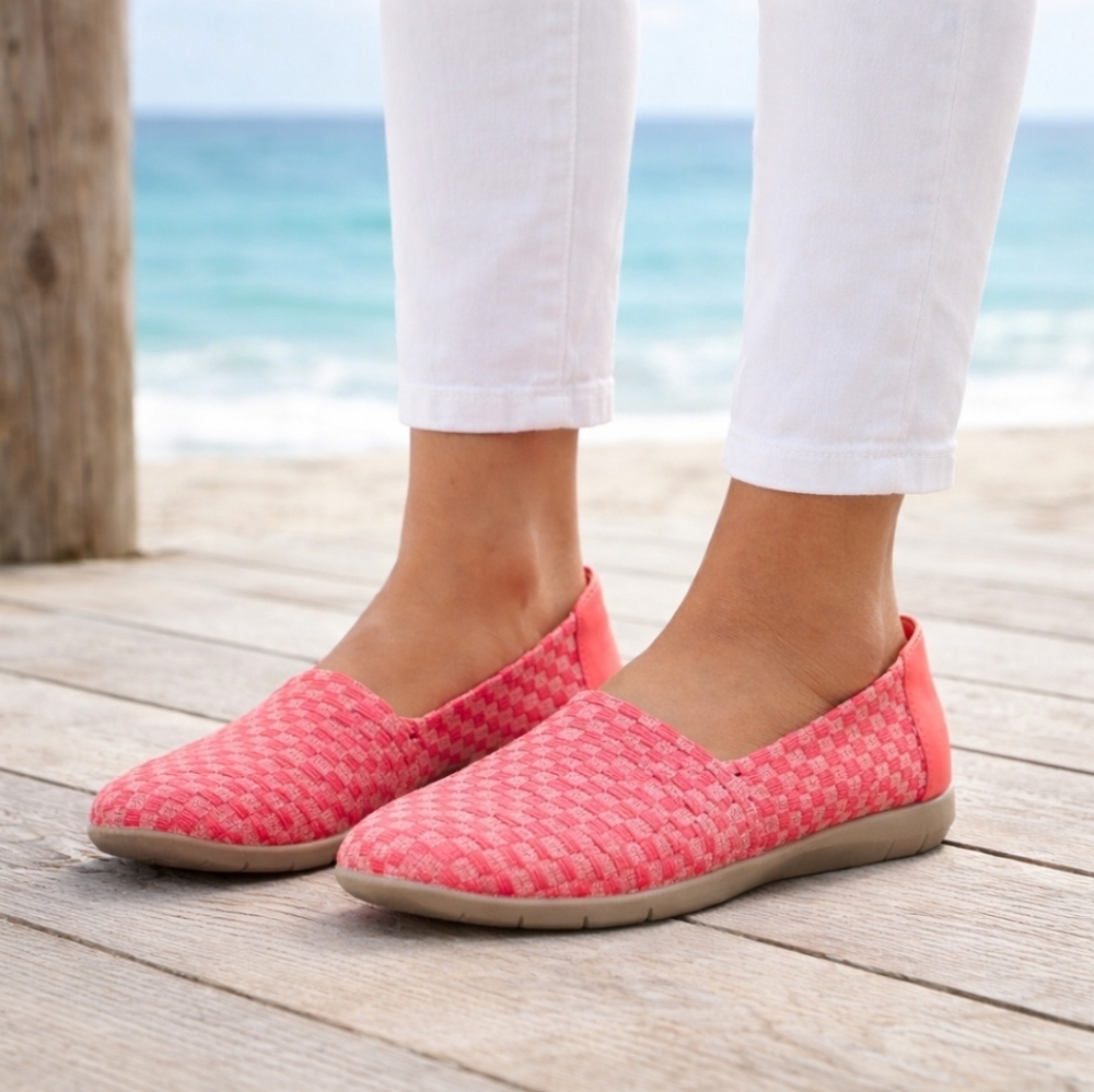 Comfortview Bethany Coastal Minimalist Coral Woven Comfort Loafer Flats 8M